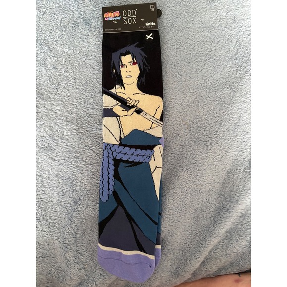 Naruto Shippuden Sasuke Uchiha Odd Sox Novelty Socks NWT Anime Cosplay - Picture 1 of 2
